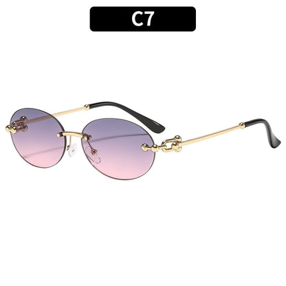 Trendy Metal Oval UV400 Sunglasses for Outdoor Activities