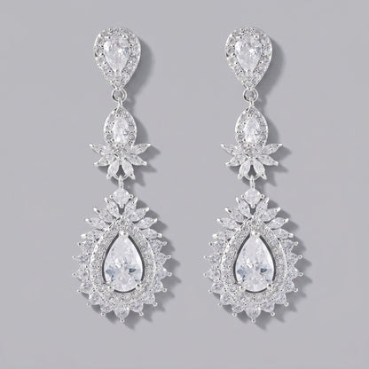 Vintage Floral Alloy Rhinestone Earrings Elegant Daily Drops