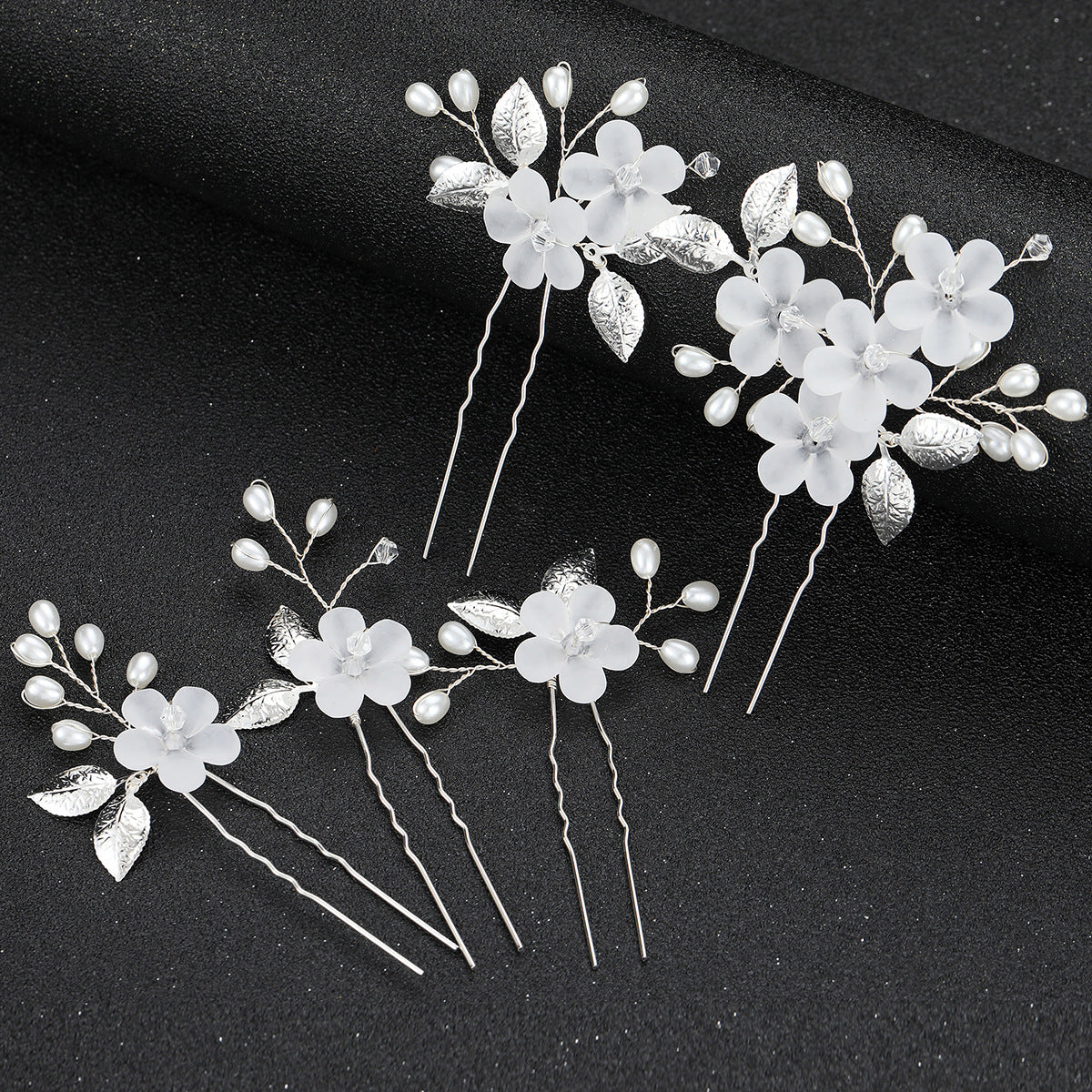 Flower Leaf U Shaped Hair Pins Bridal Hair Accessory