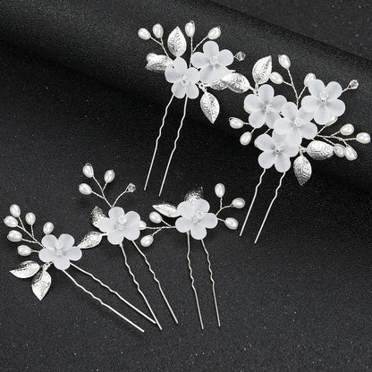 Flower Leaf U Shaped Hair Pins Bridal Hair Accessory