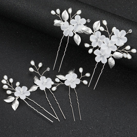 Flower Leaf U Shaped Hair Pins Bridal Hair Accessory