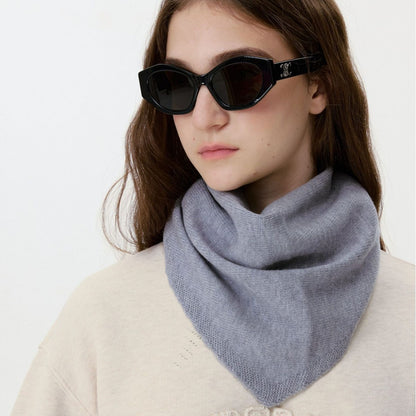 5% Cashmere Wool Knit Triangle Scarf Elegant Warm Shawl