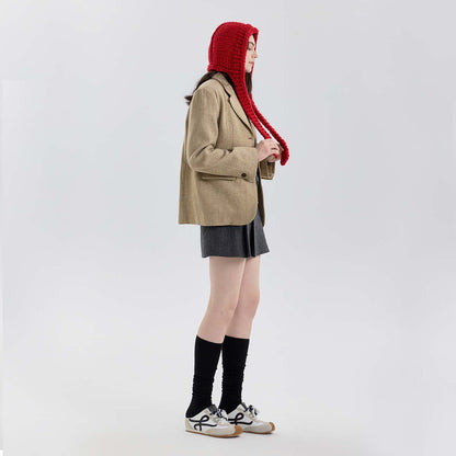 Fashionable Hand-Knitted Warm Beanie With Adjustable Strap