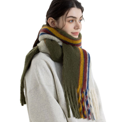 Vintage Wool Blend Plaid Scarf for Women - Warm and Cozy