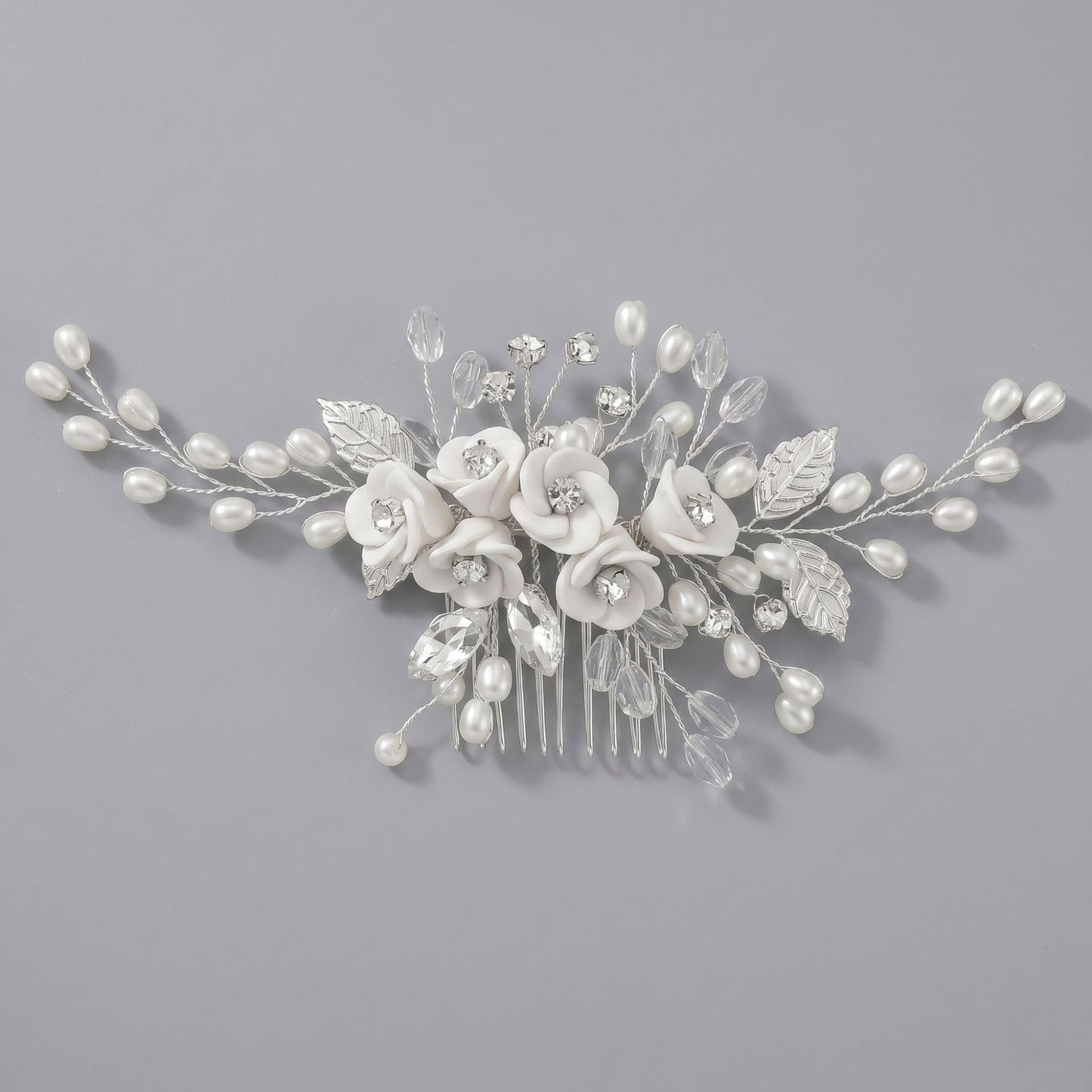Exquisite Pearl and Crystal Flower Headpiece for Bridal Photoshoots