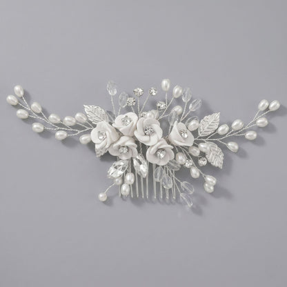 Exquisite Pearl and Crystal Flower Headpiece for Bridal Photoshoots