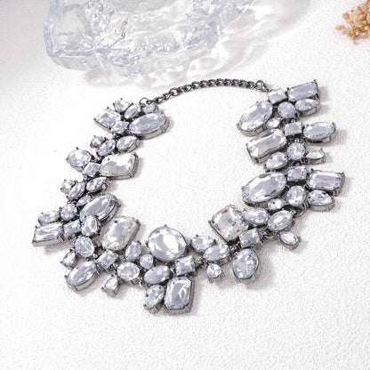 Geometric Rhinestone Choker Necklace Statement Party