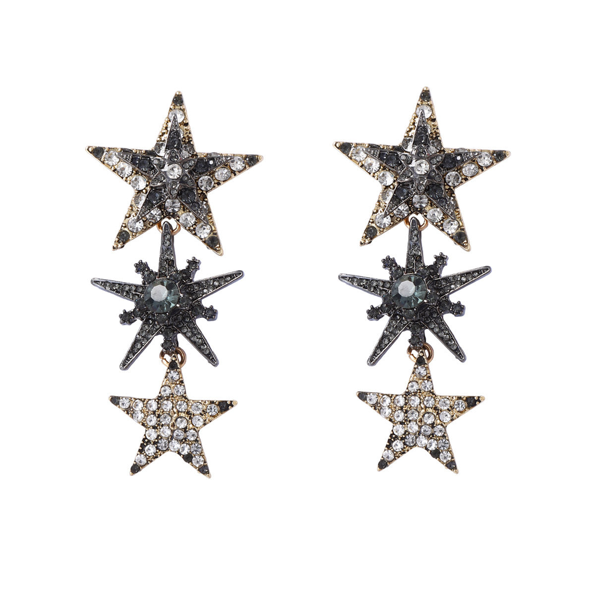 Drop Earrings Long Tassel Star Rhinestone Statement