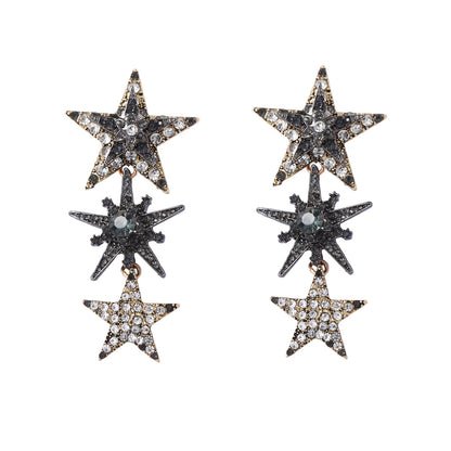 Drop Earrings Long Tassel Star Rhinestone Statement