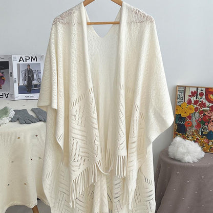 Trendy Ethnic Embroidered Fringe Cardigan Shawl