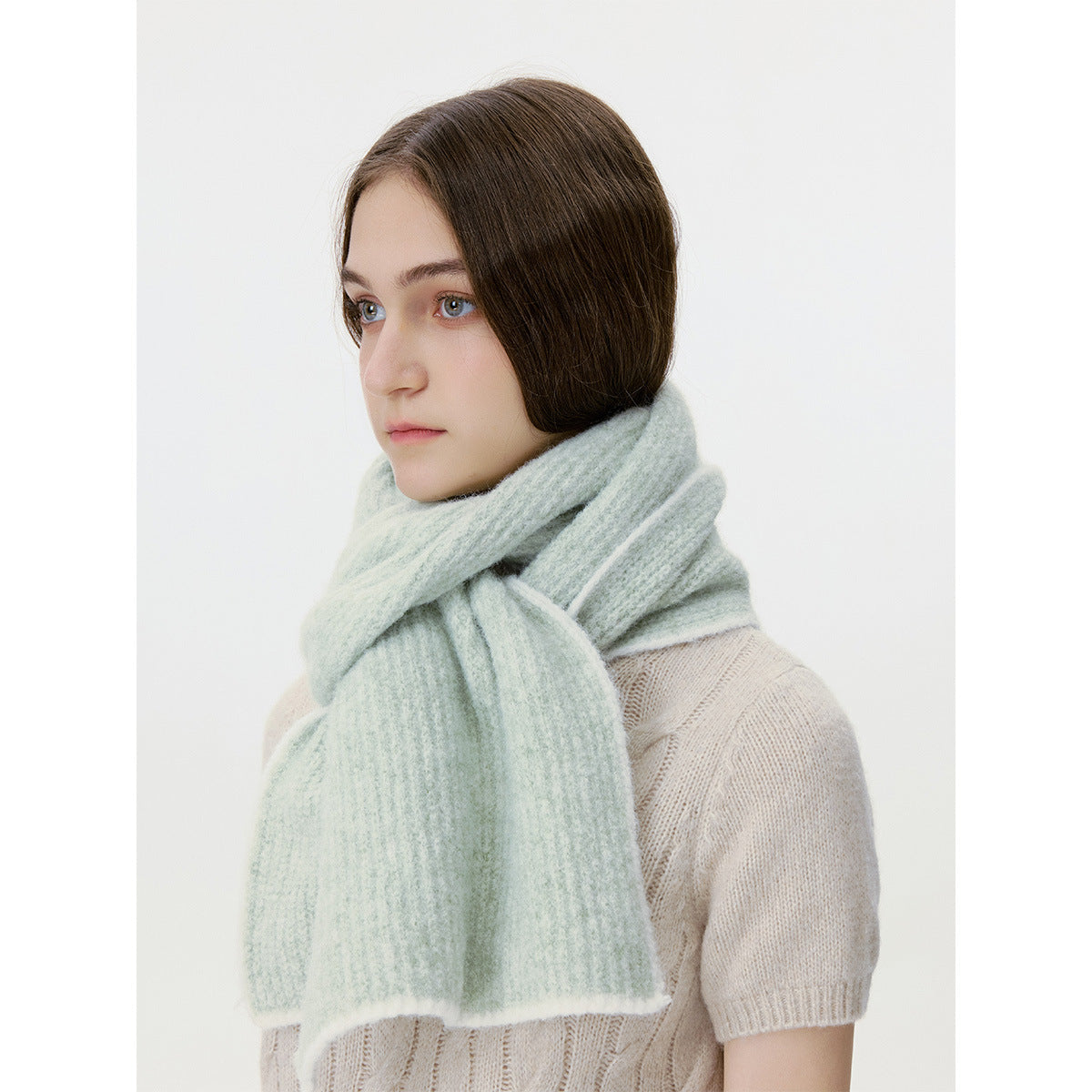 Solid Color Wool Blend Knitted Scarf for Men and Women