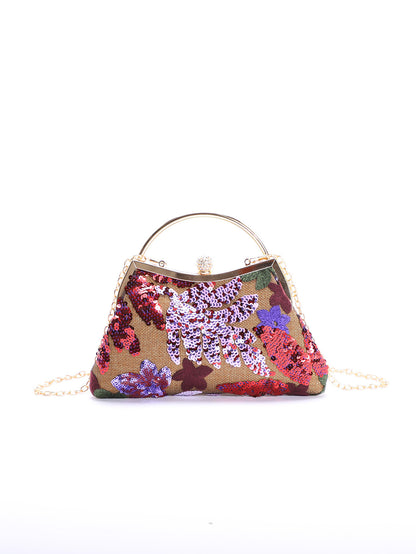 Elegant Shell Clutch Bag with Embroidery and Sequins