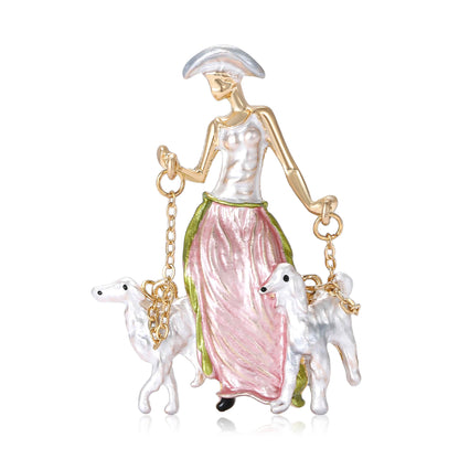 Fashionable Dog Walking Brooch Cute Cartoon Design Alloy Pin