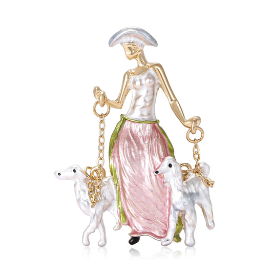 Fashionable Dog Walking Brooch Cute Cartoon Design Alloy Pin