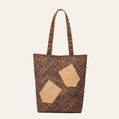 Trendy Retro Floral Cork Tote Bag Eco-Friendly Casual Bag