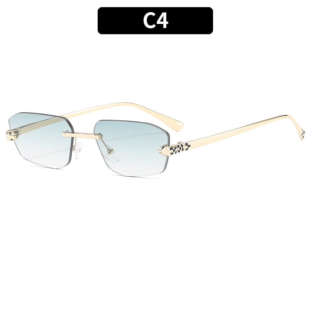 Fashionable Metal Frame Leopard Sunglasses Unisex Stylish UV400 Protection