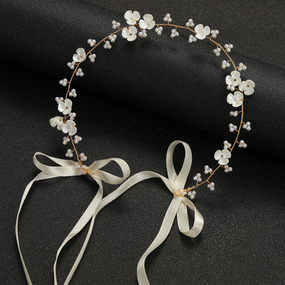 Beaded Pearl Flower Headband Bridal Hairpiece