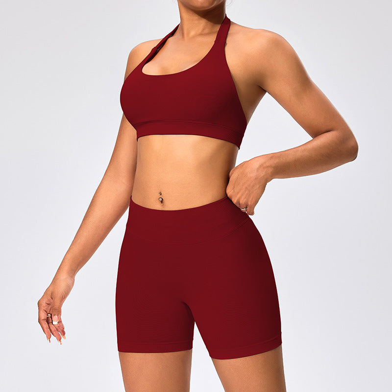 Women's Outdoor Yoga Set with Open Back Sports Bra and Pants