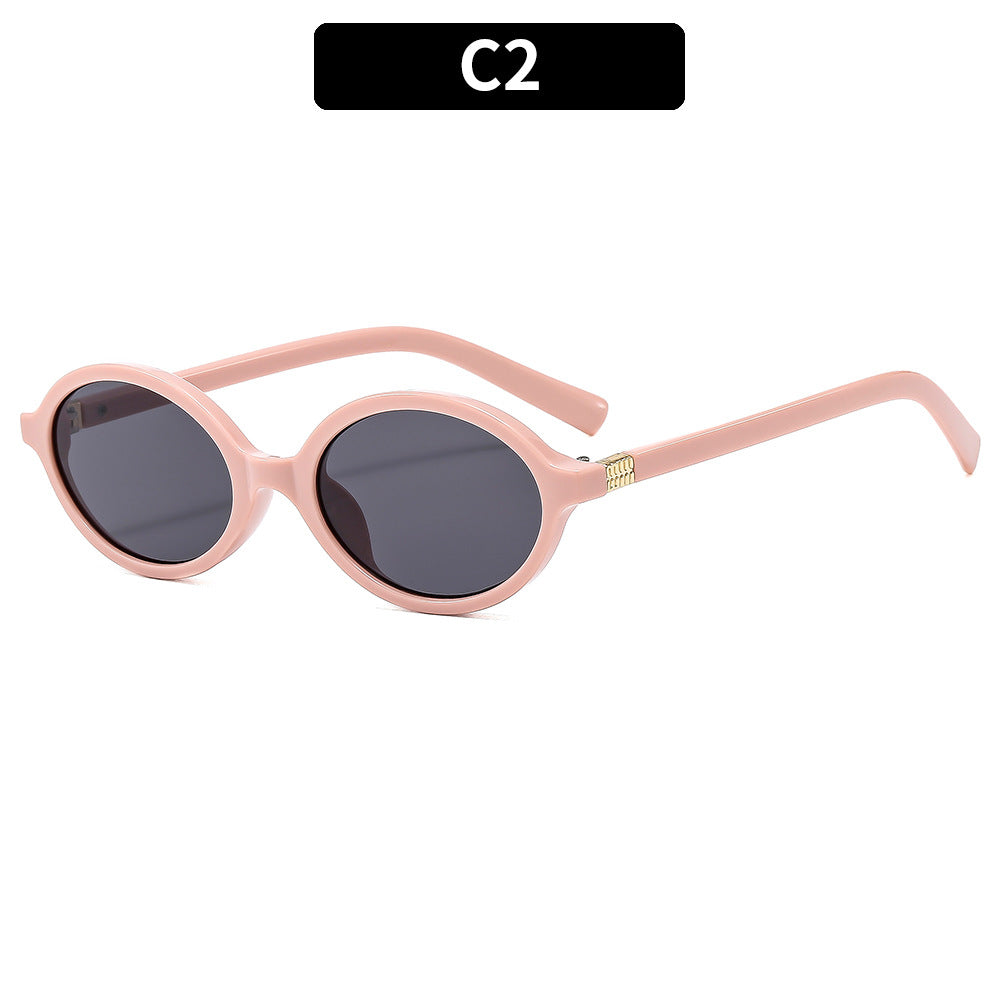 Vintage Oval Sunglasses Stylish UV Protection Eyewear