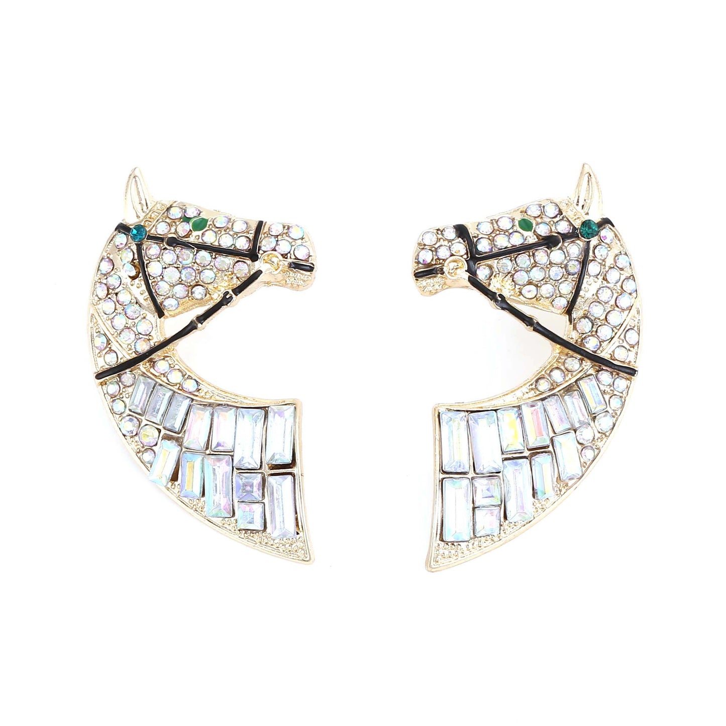 Stud Earrings Crystal Horse Head Lightweight Chic