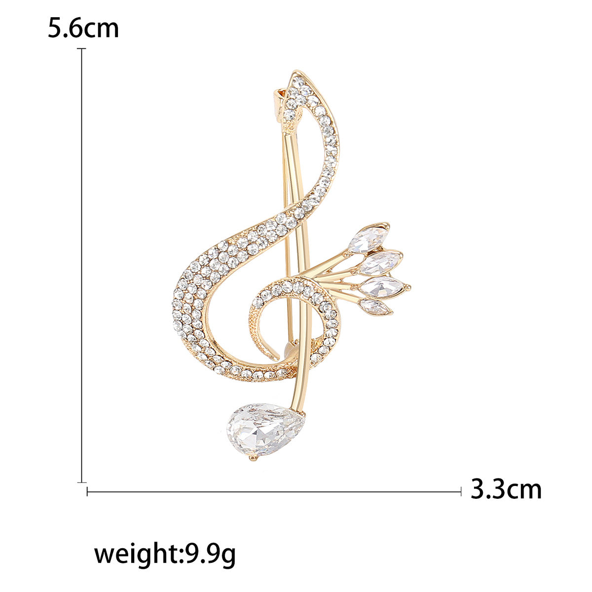 Creative Music Note Brooch Rhinestone Alloy Brooch for All Occasions