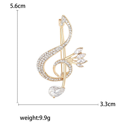 Creative Music Note Brooch Rhinestone Alloy Brooch for All Occasions