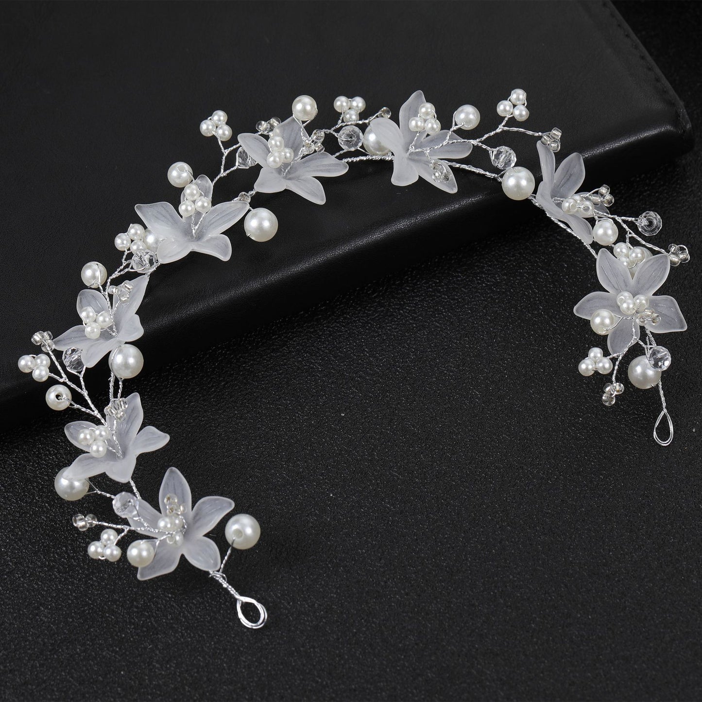Transparent Handmade Pearl Flower Headband for Brides