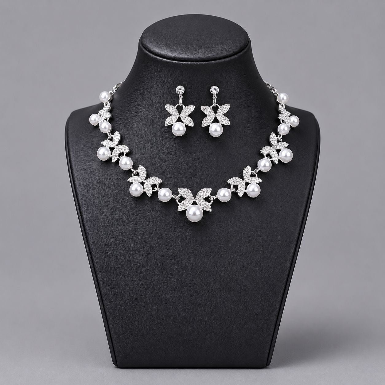 Luxury Bridal Jewelry Set with Pearl and Rhinestone for Weddings and Parties