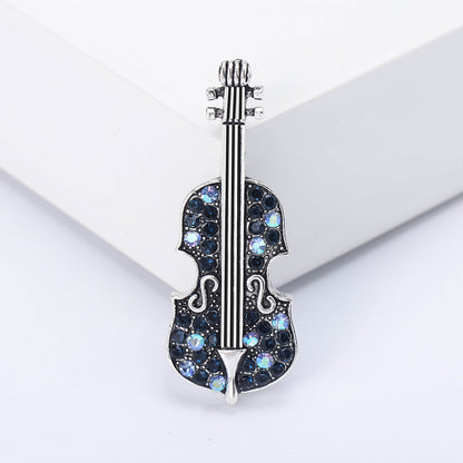Vintage Rhinestone Violin Brooch for Women Stylish Accessory