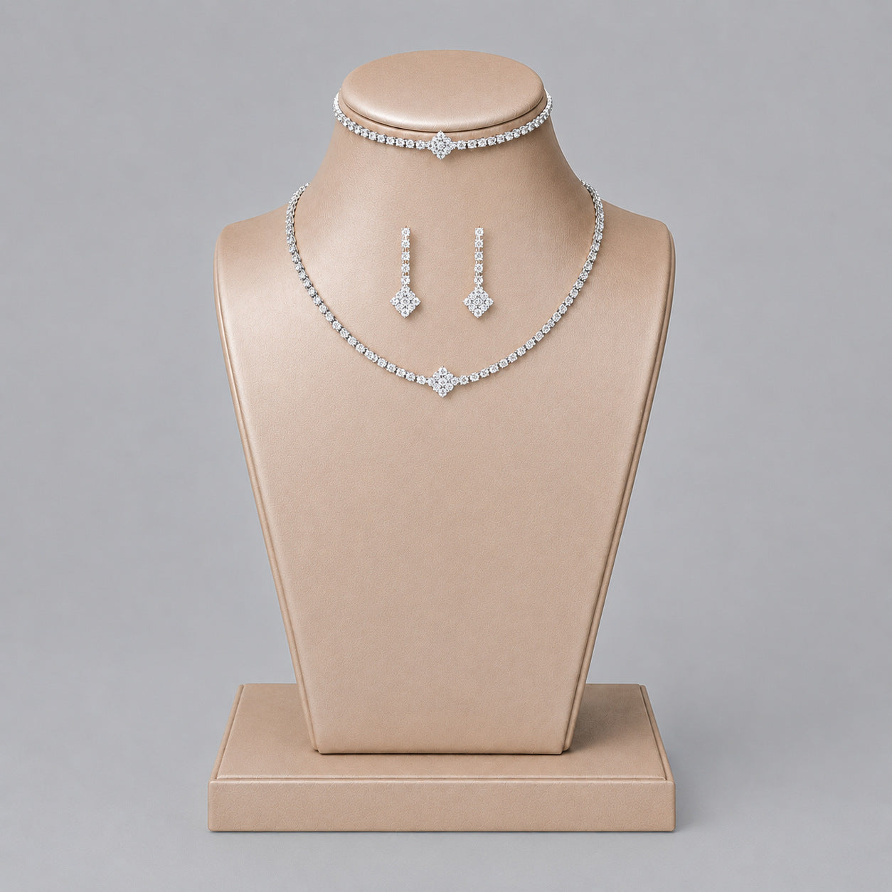 Elegant Crystal Jewelry Set with Necklace and Earrings for Parties