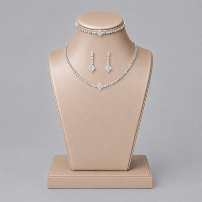 Elegant Crystal Jewelry Set with Necklace and Earrings for Parties