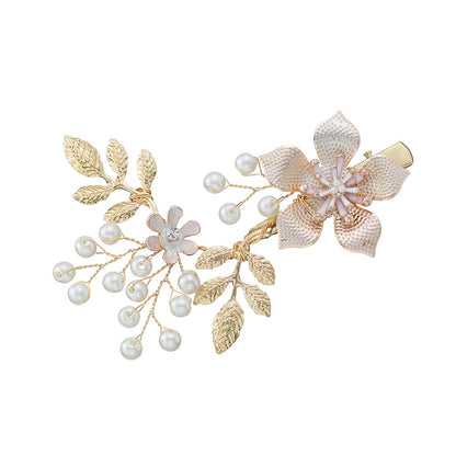 Elegant Floral Hair Clips with Pearl and Rhinestone Accents