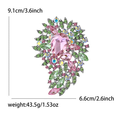 Fresh Green Floral Crystal Glass Brooch Elegant Clothing Accessory