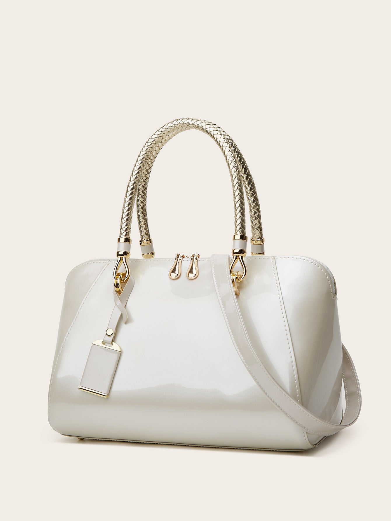 Versatile Patent Leather Boston Tote Bag for Women