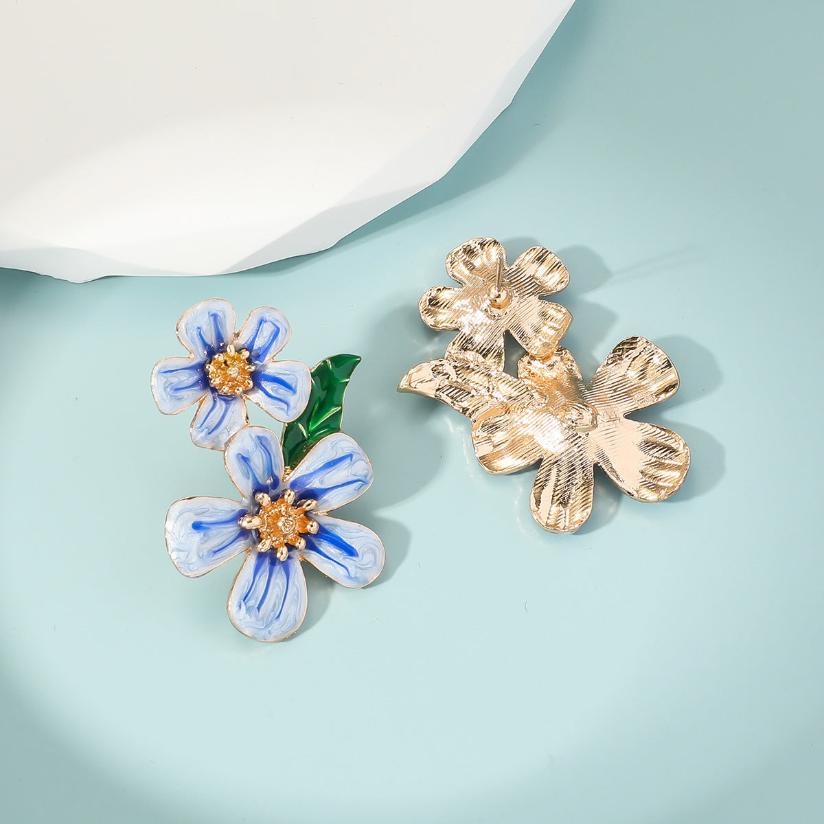 Floral Enamel Drop Earrings Versatile Office Chic