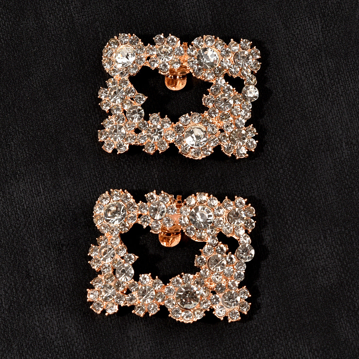 Square Crystal Metal Bridal Shoe Clips Accessories
