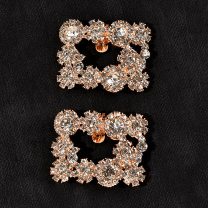 Square Crystal Metal Bridal Shoe Clips Accessories