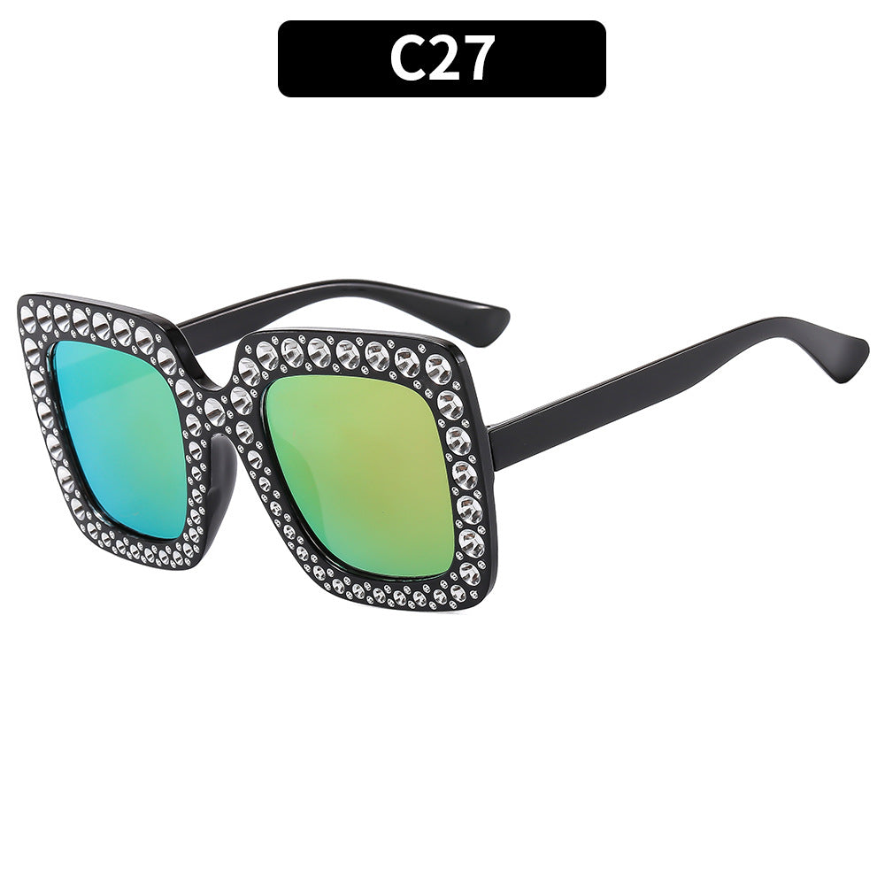 Colorful Gemstone-Embellished Disco Sunglasses Retro Style