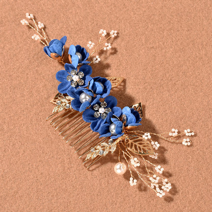 Bridal Blue Flower Hairpin Forest Inspired Wedding Hairpiece