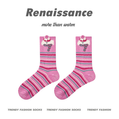 Cozy Cat Mid Calf Plush Polyester Socks