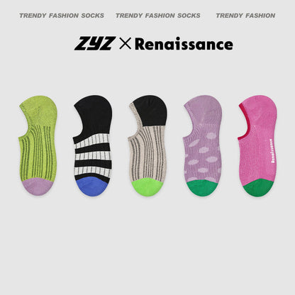 Renaissance Vintage No Show Grip Cotton Socks
