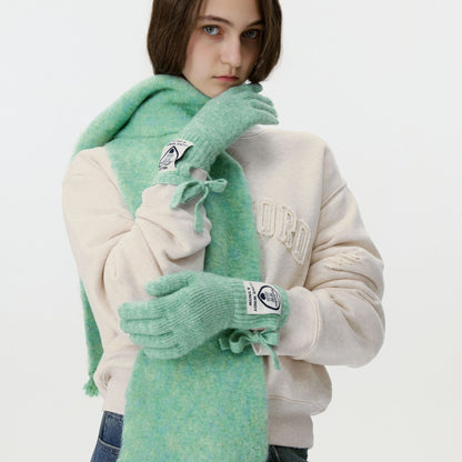 Stylish Knit Gloves with Bow Design and Touchscreen Functionality