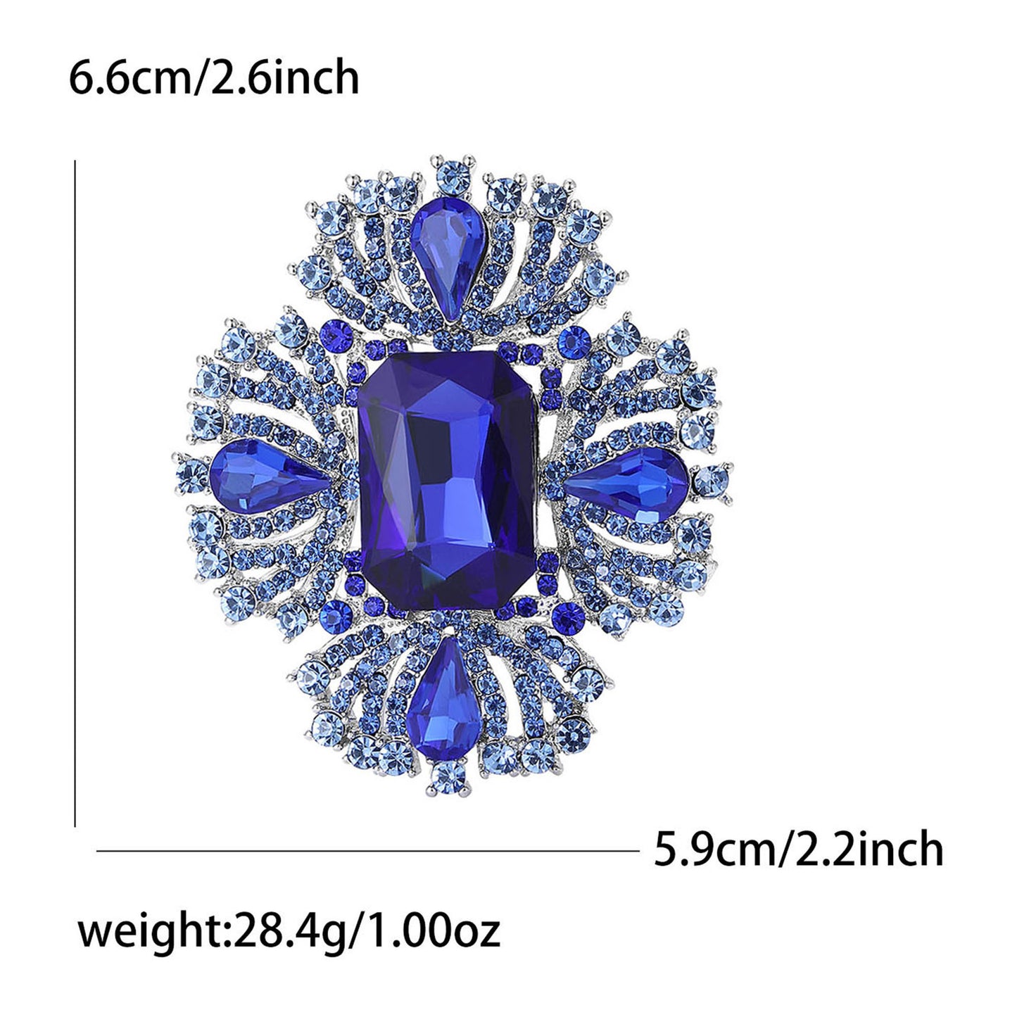 Luxury Alloy Crystal Brooch for Women Elegant Geometric Lapel Pin
