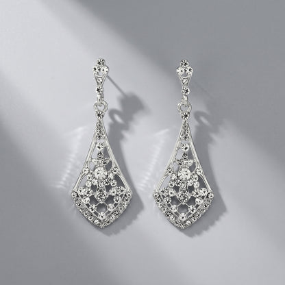 Vintage Floral Alloy Rhinestone Earrings Elegant Daily Drops