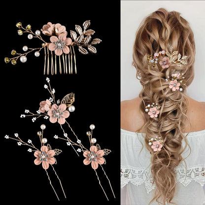 Colorful Floral Bride Wedding Hairpiece Set