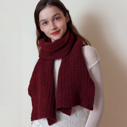 Plain Color Wool Knit Scarf Stylish Warm Unisex Winter Cozy Scarf