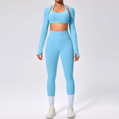 Women's Outdoor Yoga Set with Open Back Sports Bra and Pants