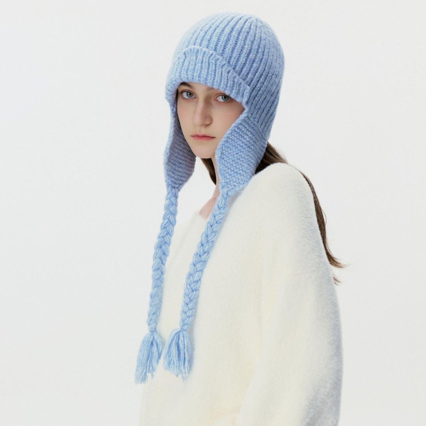 New Women's Wool Knitted Pilot Hat with Ear Flaps