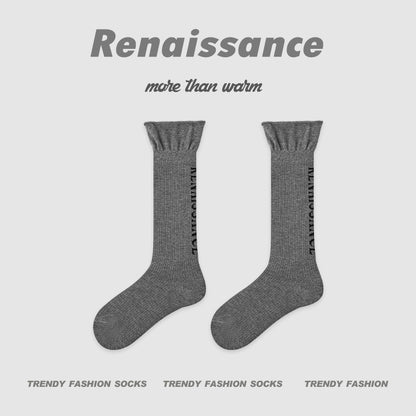 Socks Layered Mid Calf Lettered Cotton Blend Casual