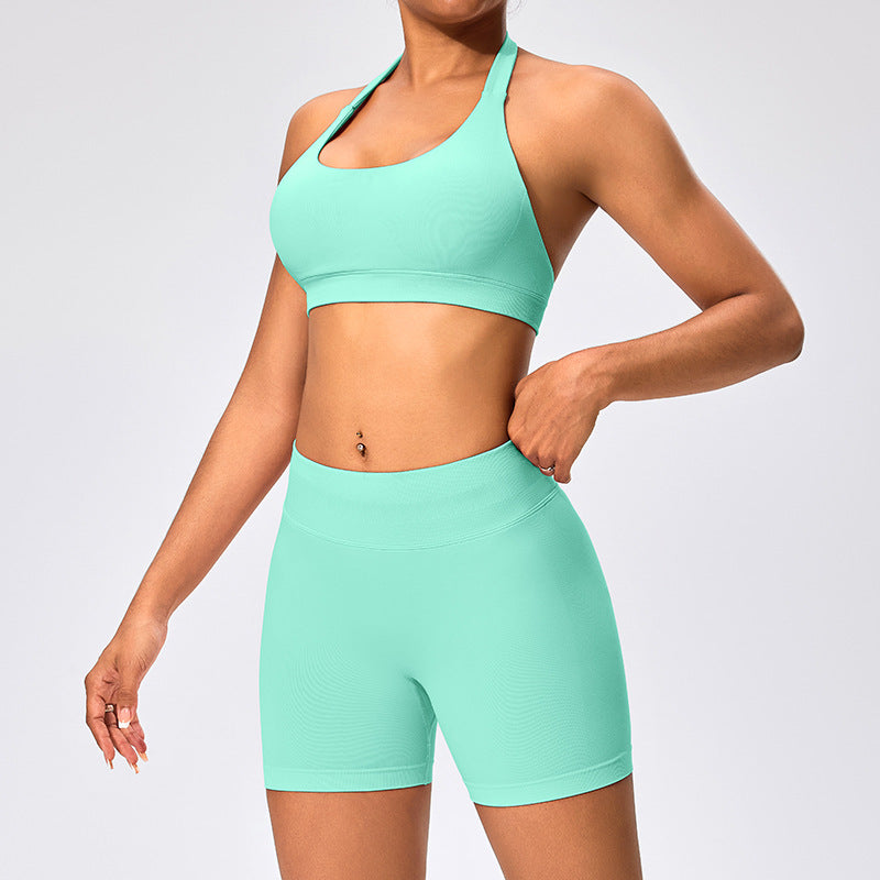 Women's Outdoor Yoga Set with Open Back Sports Bra and Pants